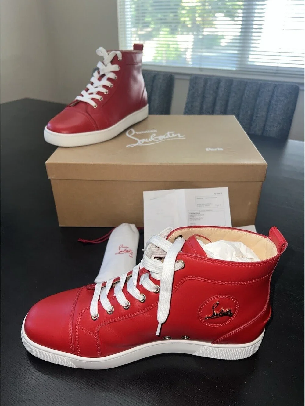 Christian Louboutin Louis Flat Calf Rouge de Mars Sneakers Size 41.5 Excellent